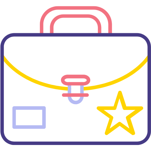 Colorful briefcase icon with star design